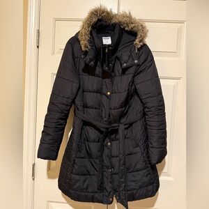 Old Navy Black Jacket with Faux Fur Trim